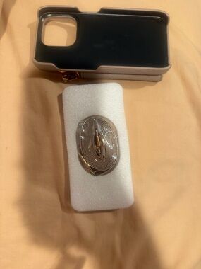 Beige Crossbody Phone Case with Gold Hardware and Matching Strap